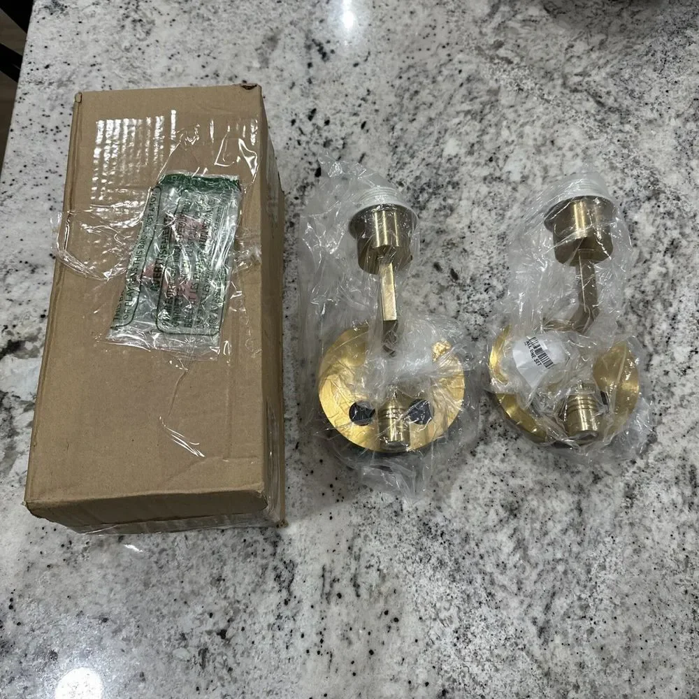 Gold Wall Sconces Set of Two Modern Brass Wall Lamp with Fabric Shade, USB Sconc